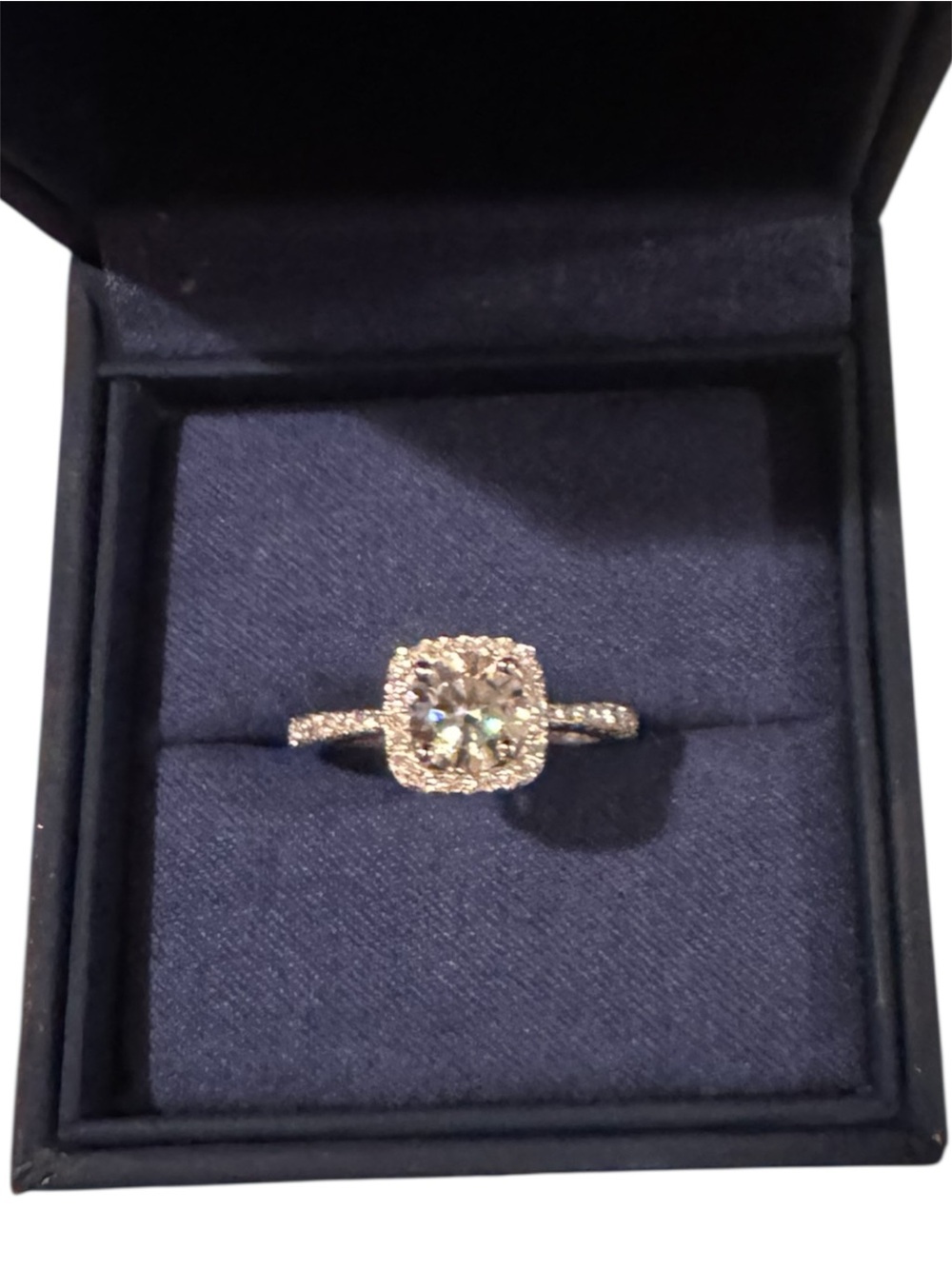 Sparkling Halo Moissanite Solitaire Ring in Silver - Women Jewelry